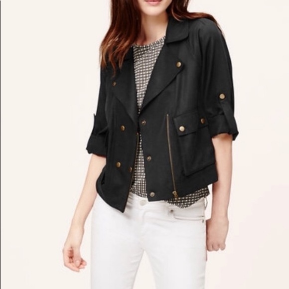 LOFT Jackets & Blazers - Loft Black Moto Zipper Jacket Lightweight Lyocell
